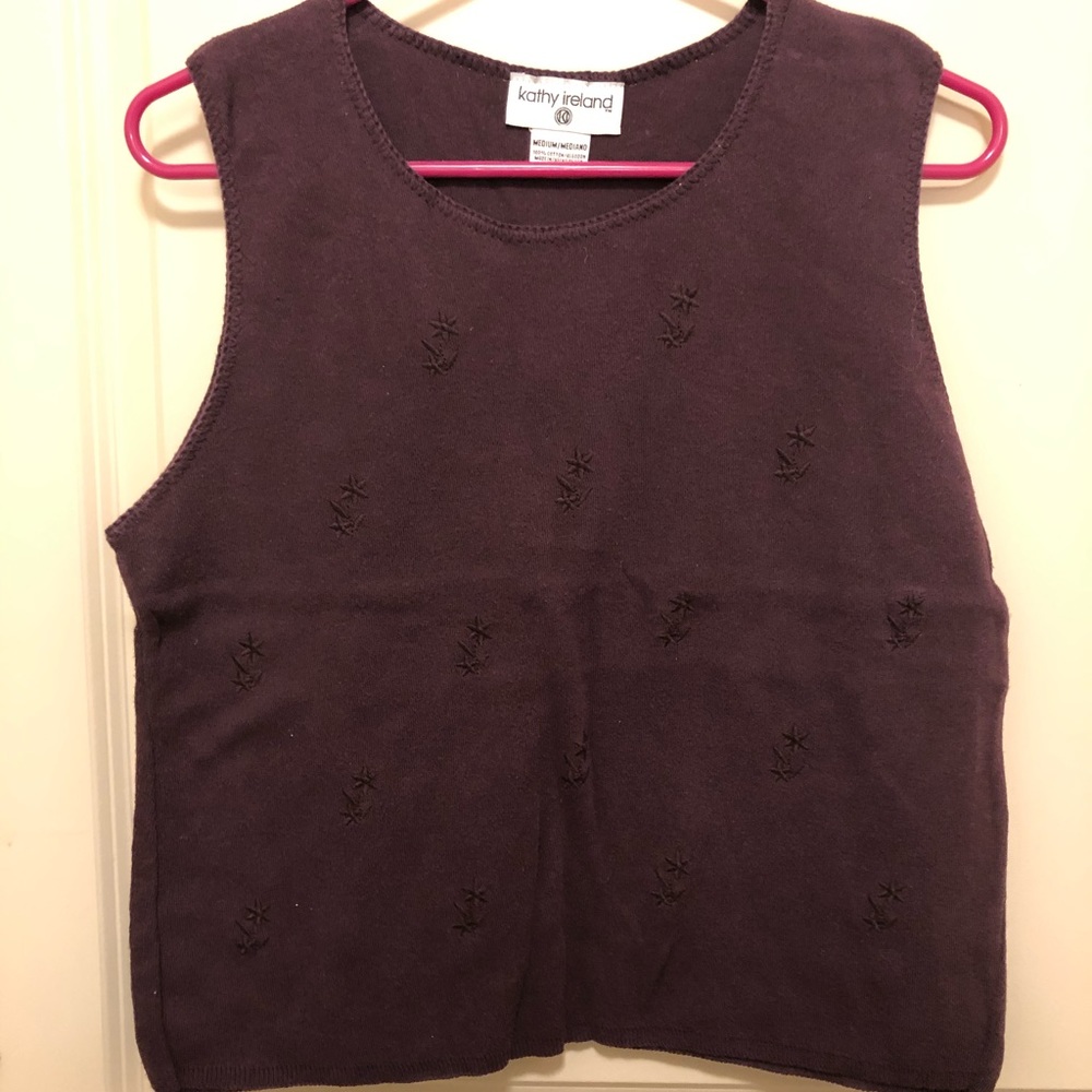Like new! Deep plum embroidered shell top